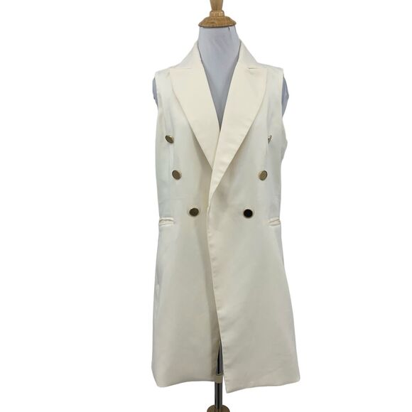 Joie Vest Womens XS Extra Small Faux Button Open Front Sleeveless Notched Tunic - Picture 1 of 13